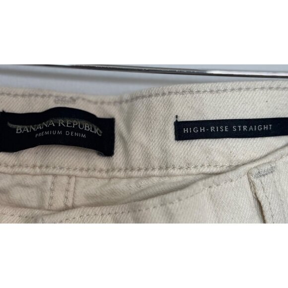 Banana Republic Womens High-Rise Straight Ankle Jeans Size 34 Premium Denim Beig - Picture 3 of 5